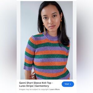 Ganni Striped Knit Top